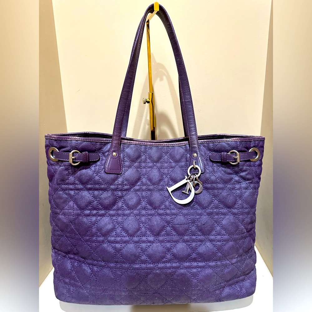 Christian Dior Cannage Quilted Purple Panarea Tote